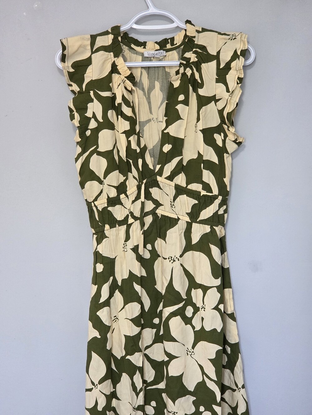 NEW ​Patrons of Peace Floral V Neck Corset Style Ruffle Maxi Dress Sz S 🌿 - Picture 5 of 16
